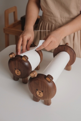 Gấu gỗ để khăn giấy - mua thêm thân dài