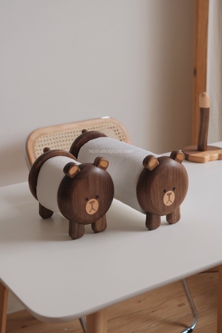 Gấu gỗ để khăn giấy - mua thêm thân dài