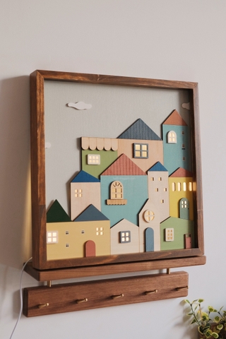 Tranh gỗ thị trấn 02 - có đèn