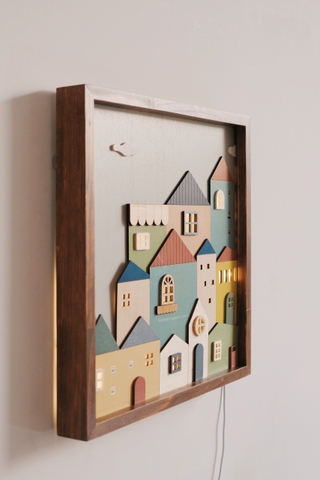 Tranh gỗ thị trấn 02 - có đèn