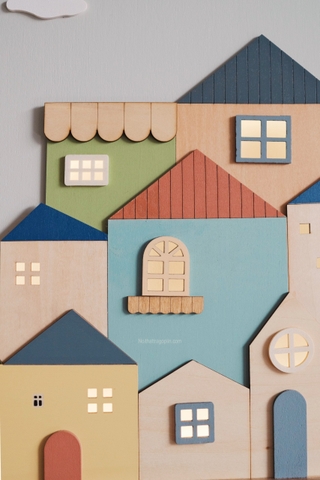 Tranh gỗ thị trấn 02 - có đèn