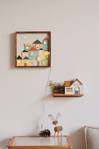 Tranh gỗ thị trấn 02 - có đèn