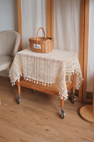 Khăn bàn ren tua rua 02