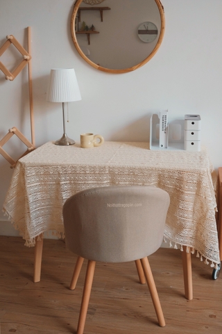 Khăn bàn ren tua rua 02