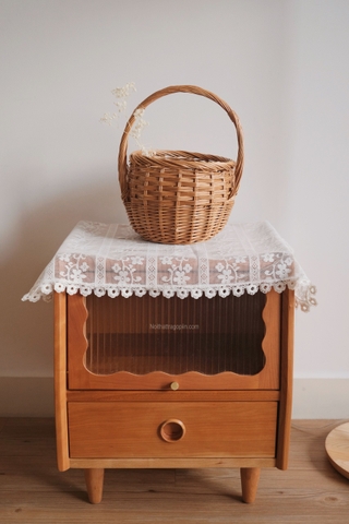 Khăn bàn ren trắng vuông 02