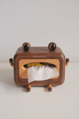 Ếch gỗ đựng khăn giấy