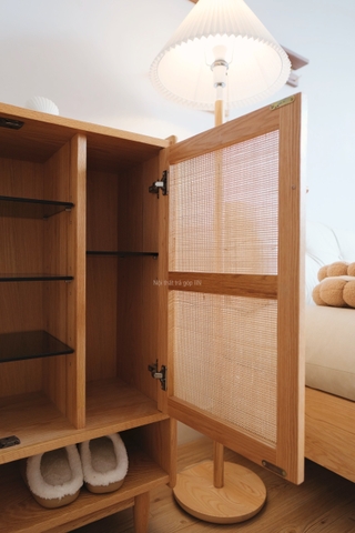 Tủ giày gỗ sồi cánh mây
