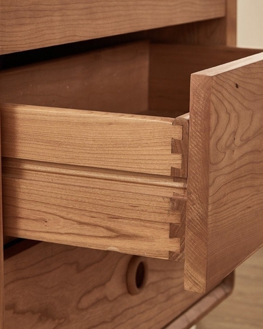 [ORDER] Tủ gỗ 9 ngăn kéo chân thép không gỉ - Gỗ anh đào