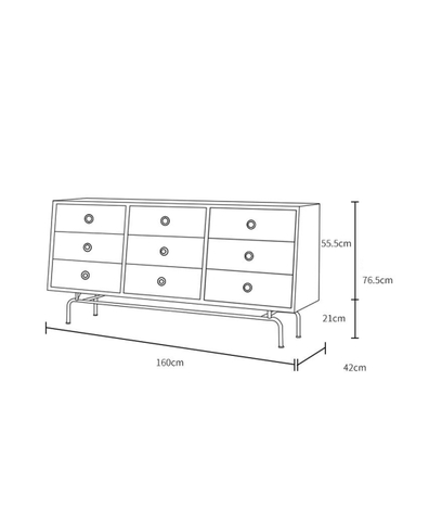 [ORDER] Tủ gỗ 9 ngăn kéo chân thép không gỉ - Gỗ anh đào