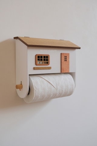 Nhà gỗ giá treo khăn giấy bếp - hộp lưu trữ túi rác