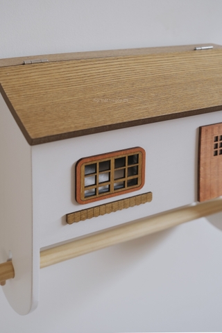 Nhà gỗ giá treo khăn giấy bếp - hộp lưu trữ túi rác