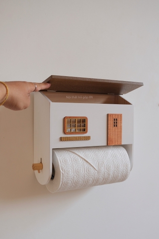 Nhà gỗ giá treo khăn giấy bếp - hộp lưu trữ túi rác