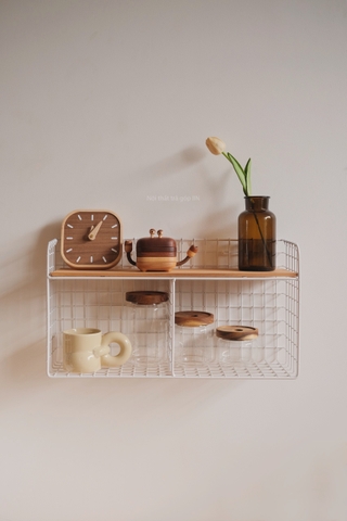 Kệ lưu trữ sắt gỗ phong cách Retro 02