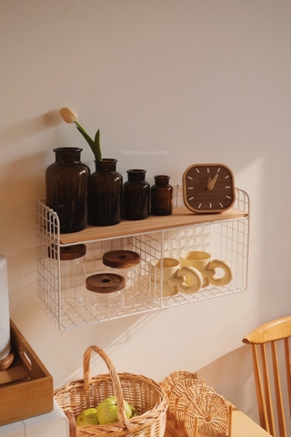 Kệ lưu trữ sắt gỗ phong cách Retro 02