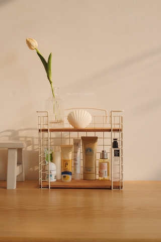 Kệ lưu trữ sắt gỗ phong cách Retro 01