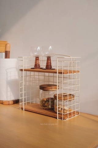 Kệ lưu trữ sắt gỗ phong cách Retro 01