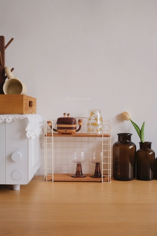 Kệ lưu trữ sắt gỗ phong cách Retro 01