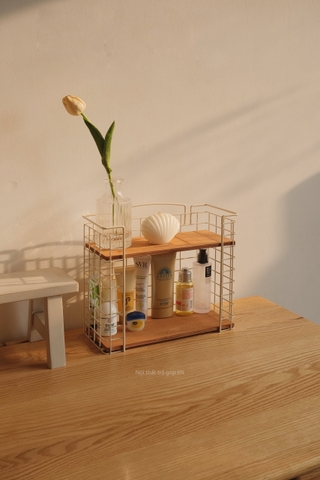 Kệ lưu trữ sắt gỗ phong cách Retro 01