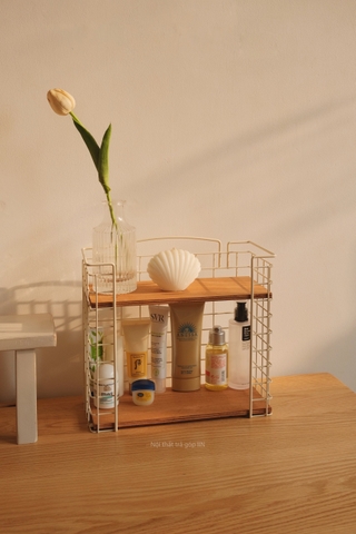 Kệ lưu trữ sắt gỗ phong cách Retro 01