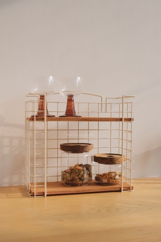 Kệ lưu trữ sắt gỗ phong cách Retro 01