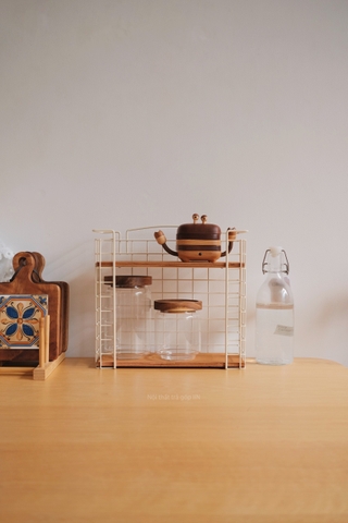 Kệ lưu trữ sắt gỗ phong cách Retro 01