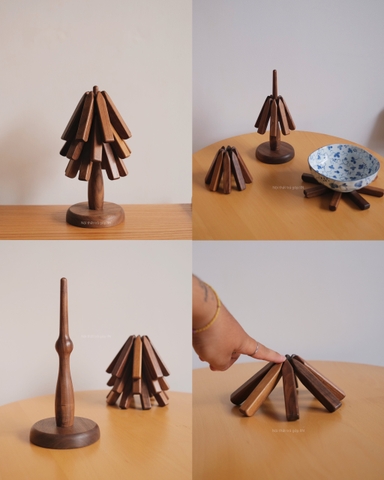 Bộ lót nồi gỗ hình cây