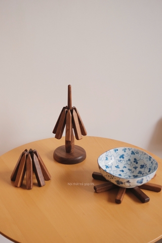 Bộ lót nồi gỗ hình cây