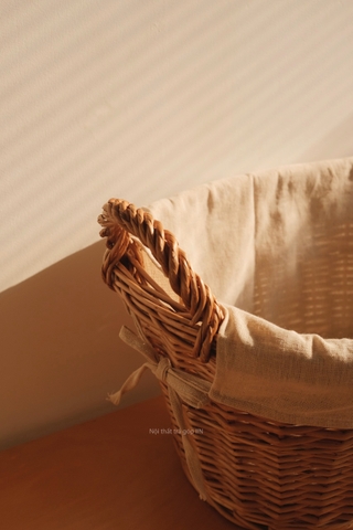 Giỏ mây 18 hai quai lót vải trơn