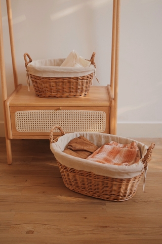 Giỏ mây 18 hai quai lót vải trơn