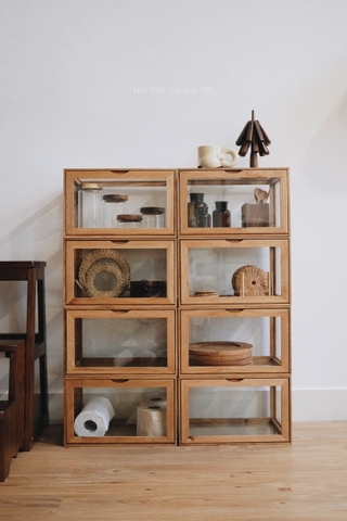 Hộp gỗ kính 30x38x23cm