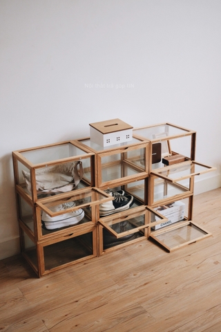 Hộp gỗ kính 30x38x23cm