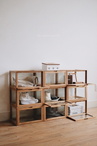 Hộp gỗ kính 30x38x23cm