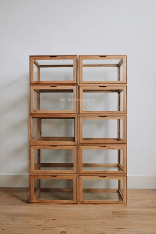 Hộp gỗ kính 30x38x23cm