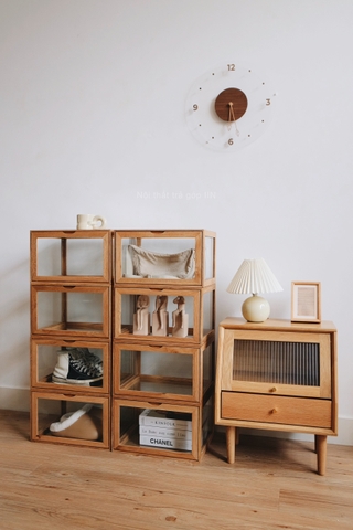 Hộp gỗ kính 30x38x23cm