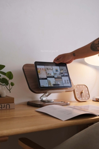 Giá đỡ gỗ 03 máy tính, ipad, sách ...