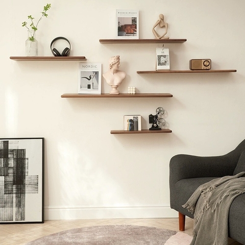 kệ gỗ treo tường gỗ nguyên khối - gỗ óc chó