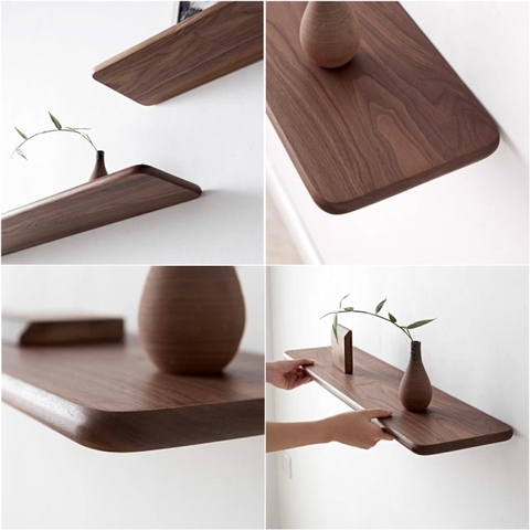 kệ gỗ treo tường gỗ nguyên khối - gỗ óc chó