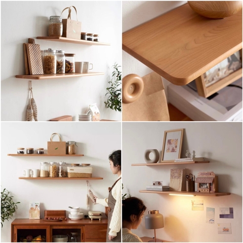 kệ gỗ treo tường gỗ nguyên khối anh đào