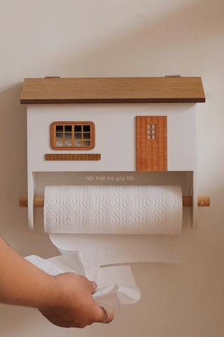 Nhà gỗ giá treo khăn giấy bếp - hộp lưu trữ túi rác
