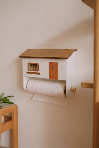 Nhà gỗ giá treo khăn giấy bếp - hộp lưu trữ túi rác