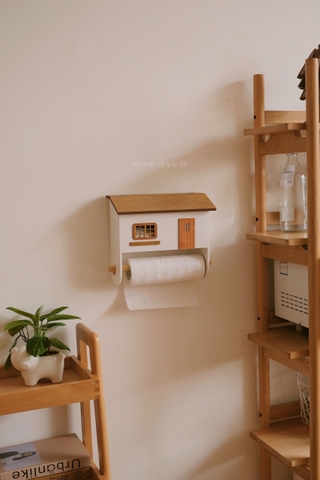 Nhà gỗ giá treo khăn giấy bếp - hộp lưu trữ túi rác