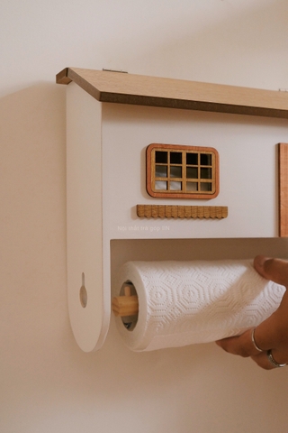 Nhà gỗ giá treo khăn giấy bếp - hộp lưu trữ túi rác