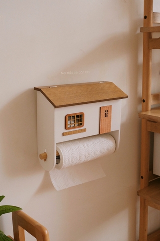 Nhà gỗ giá treo khăn giấy bếp - hộp lưu trữ túi rác