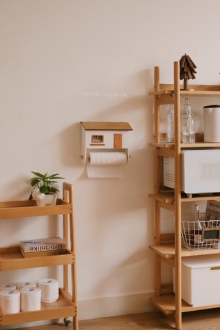 Nhà gỗ giá treo khăn giấy bếp - hộp lưu trữ túi rác