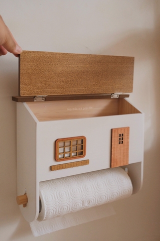 Nhà gỗ giá treo khăn giấy bếp - hộp lưu trữ túi rác