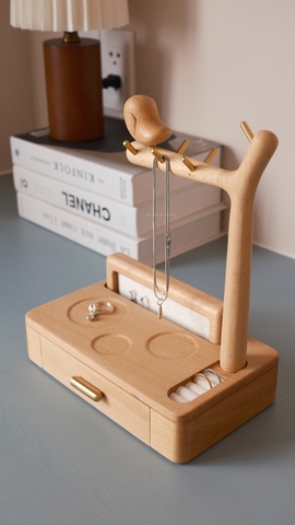 Hộp trang sức 09 gỗ sồi có thanh treo