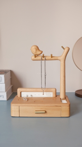 Hộp trang sức 09 gỗ sồi có thanh treo