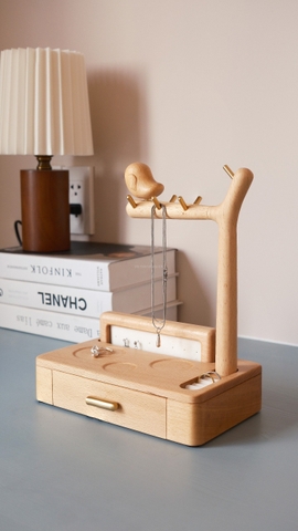 Hộp trang sức 09 gỗ sồi có thanh treo