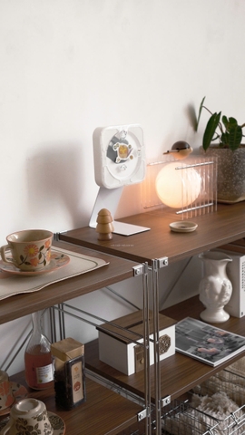 Kệ đứng màu óc chó khung inox