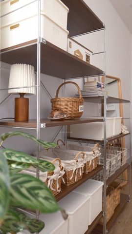 Kệ đứng màu óc chó khung inox